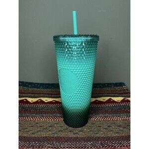 Starbucks mint blue teal green waxberry gradient venti bling Studded Tumbler